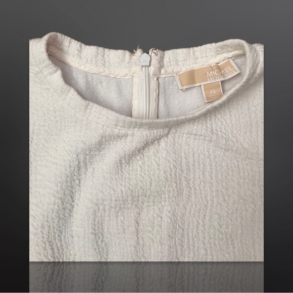 Michael Kors Dress Women White Sheath Flounce Hem Short Sleeve Stretch, size XS - Picture 3 of 8